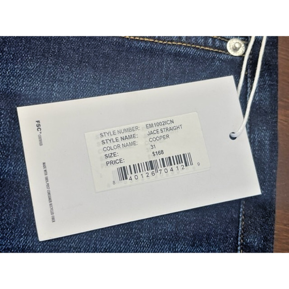 EDWIN Jeans 31 x 32 JACE Straight COOPER Leg Medium Dark Blue Denim Stretch $168 - Picture 8 of 12